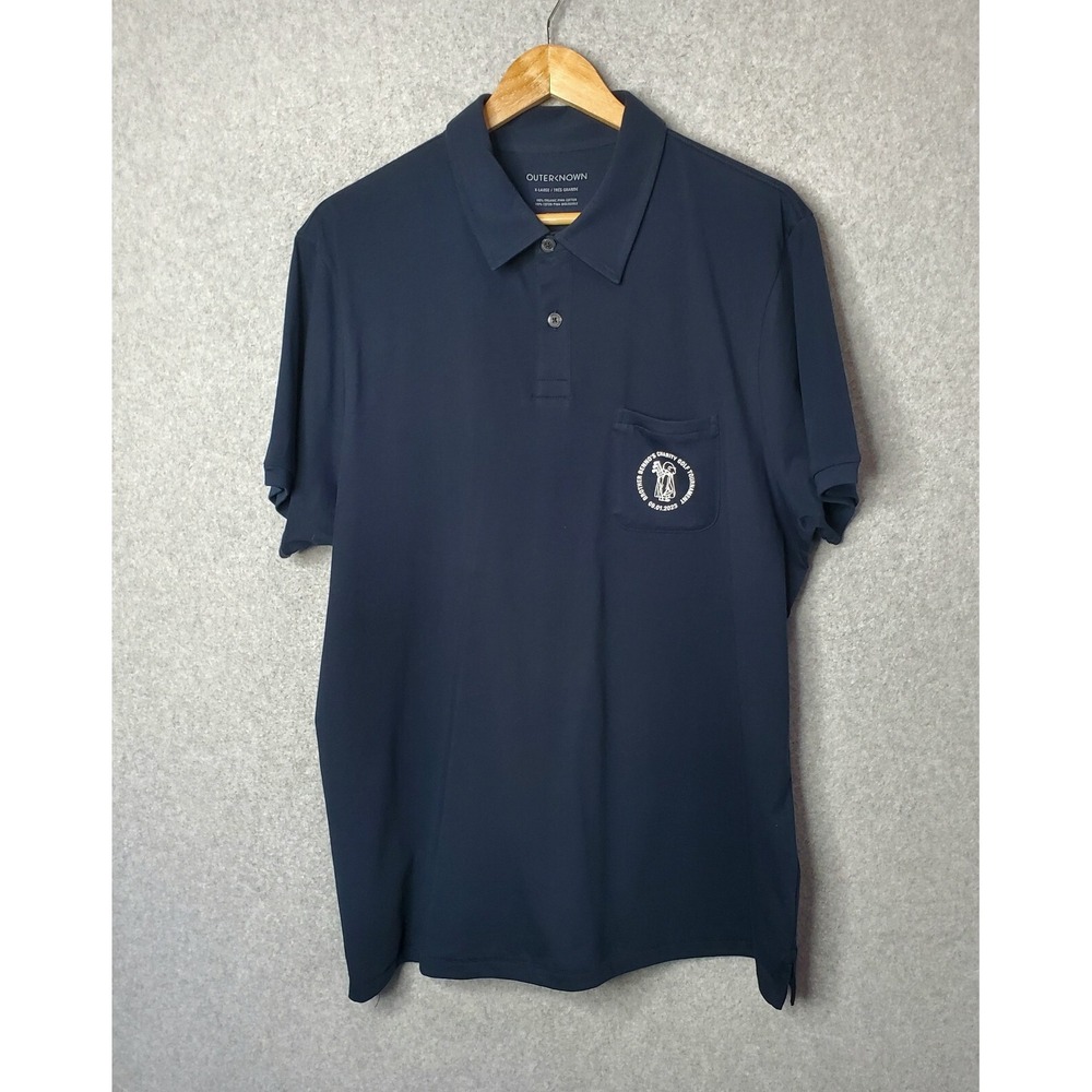 Outerknown Polo Shirt Men's XL Dark Blue Ink Short Sleeve Casual-3rd Party Logo